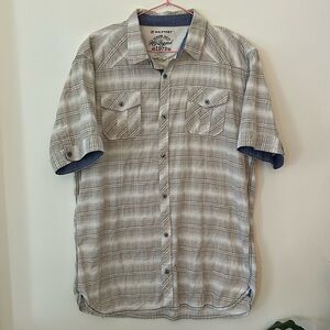 Westory cream checkered short sleeve button up